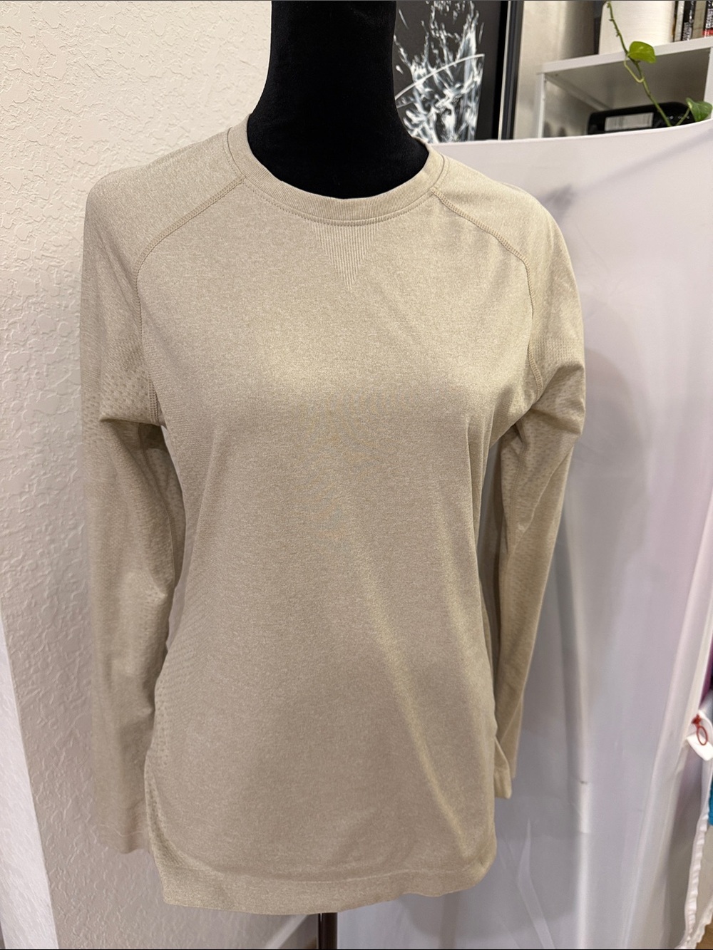 Figs Light Taupe Long Sleeve Crewneck Top